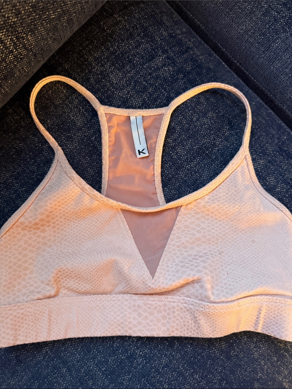Koral Peach Textured Racerback Sports Bra